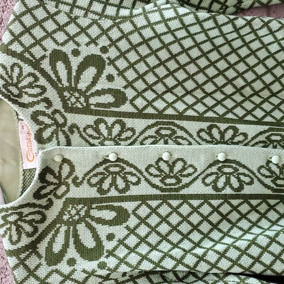 Vintage 100% Virgin Wool Catalina Jacquard Button Cardigan. - Picture 7 of 11